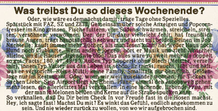 Was treibst Du so dieses Wochende