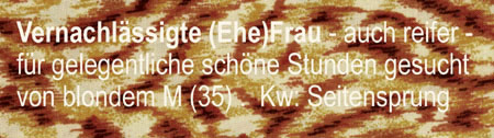 Vernachlssigte (Ehe) Frau